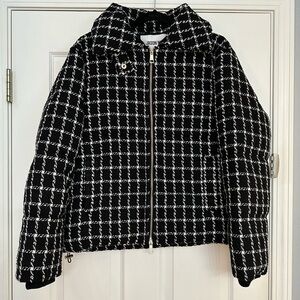 Jason Wu Black and White Tweed Puffer Size M Jacket